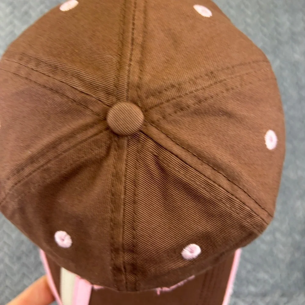 Bass Pro Shops Brown Pink Distressed Embroidered Logo Adjustable Hat Cap